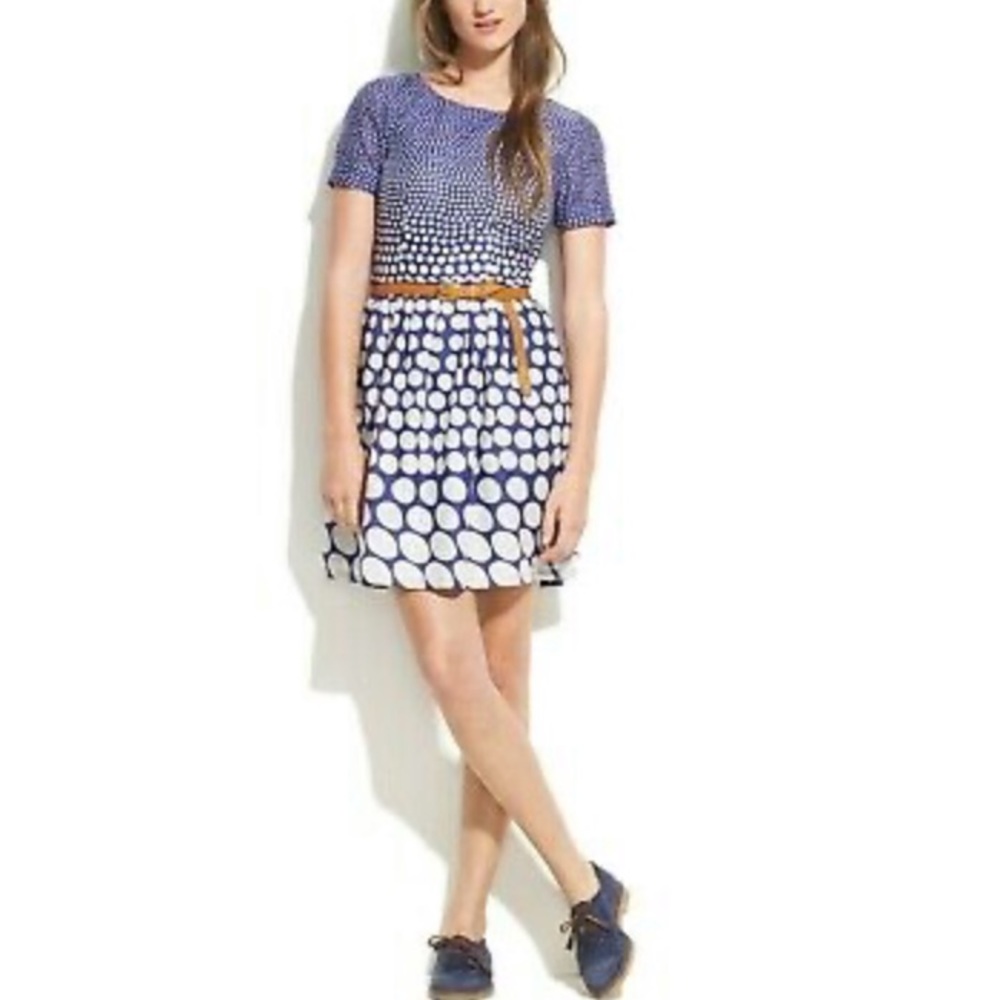 Madewell Broadway & Broome Blue Circles Mini polka dot Dress